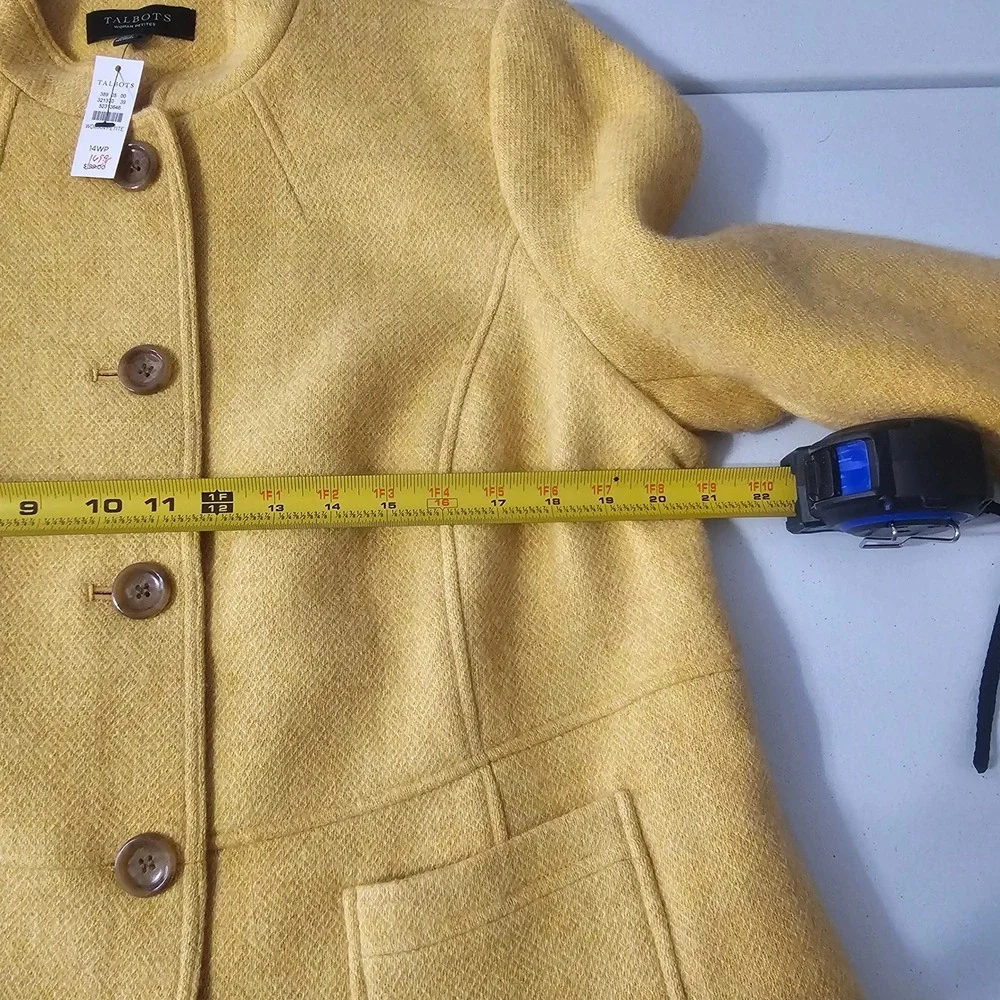 Talbots Wool Blend Jacket 14WP Yellow Band Collar Academia Preppy Classic Office